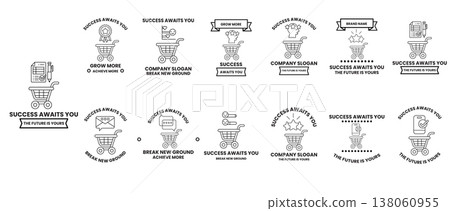 Black and white vector icons show shopping cart symbols Black and white vector icons show shopping cart symbols 138060955
