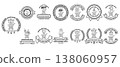 Elegant vintage seals, monograms, and emblems in black ink 138060957