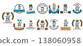 Cartoonish shopping carts with whimsical accessories and banners 138060958