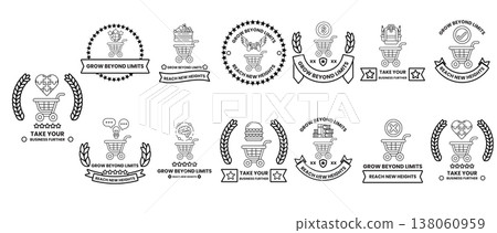 Monochrome logo set displays vintage, elegant, and classic designs Monochrome logo set displays vintage, elegant, and classic designs 138060959