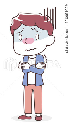 Illustration of a man shivering with chills (chills/cold) 138061029