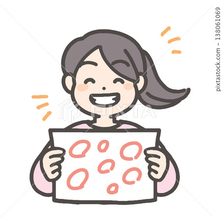 A smiling girl holding a perfect test paper. A smiling girl holding a perfect test paper. 138061069