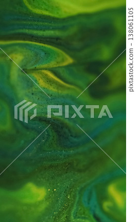 Blur glitter paint. Ink water splash. Green blue yellow color vibrant dye wet wave flow art texture floating on abstract background. Blur glitter paint. Ink water splash. Green blue yellow color vibrant dye wet wave flow art texture floating on abstract background. 138061105