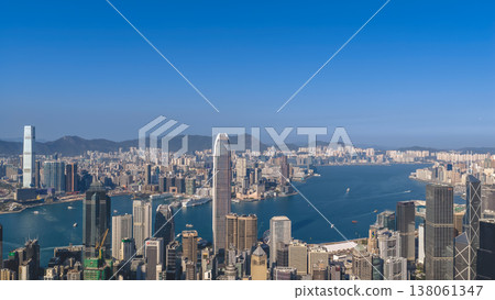 Clear Blue Sky View Over Central Hong Kong Skyline March 15 2026 138061347