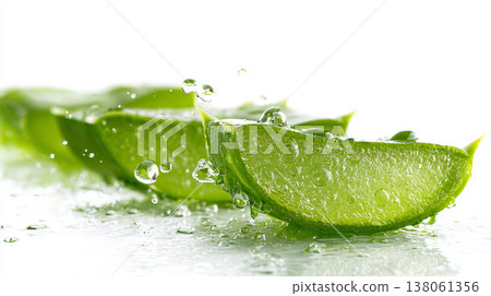 Close-up of a fresh aloe vera cross-section in the background. Close-up of a fresh aloe vera cross-section in the background. 138061356