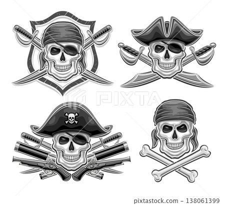 Vector Pirate Skull Set 138061399