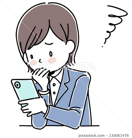 An illustration of a woman with a troubled expression while looking at her smartphone. An illustration of a woman with a troubled expression while looking at her smartphone. 138061476