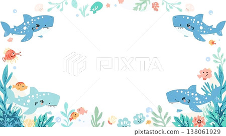 A cute background featuring whale sharks swimming freely. 138061929