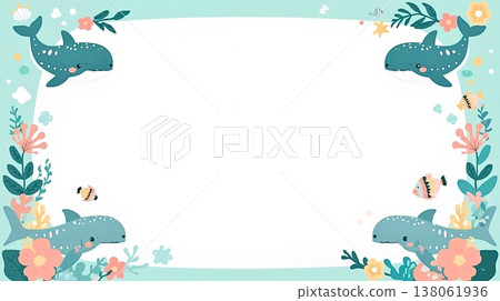 Whale shark background material featuring the colors of the Okinawan sea. 138061936