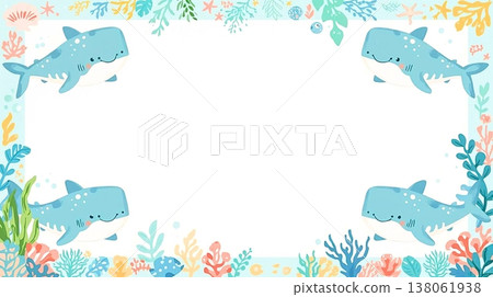 A kids' background featuring a whale shark swimming in a gentle ocean. 138061938