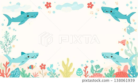 A tropical whale shark design background for kids. 138061939