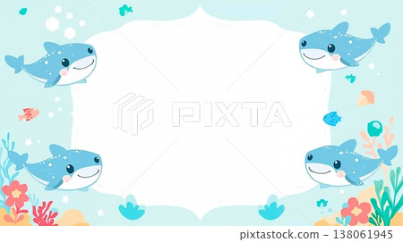 Soft, ocean-colored whale shark background for children 138061945