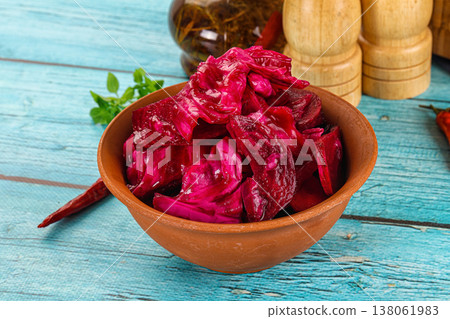 Homemade pickled red cabbage sauerkraut Homemade pickled red cabbage sauerkraut 138061983