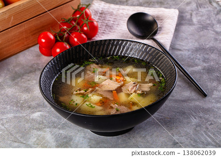 Chicken homemade soup with potato Chicken homemade soup with potato 138062039