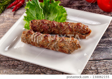 Grilled beef kebab minced meat 138062155