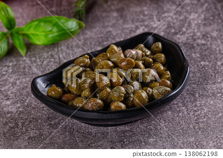 Canned marinated capers buds heap 138062198