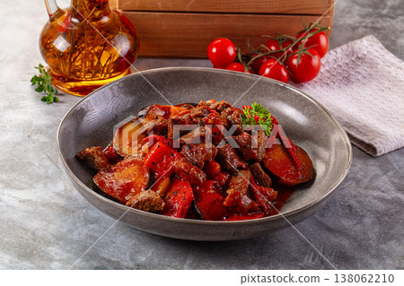 Roasted beef meat with vegetables 138062210