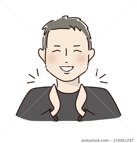 A cheerful man applauds in delight. 138062297
