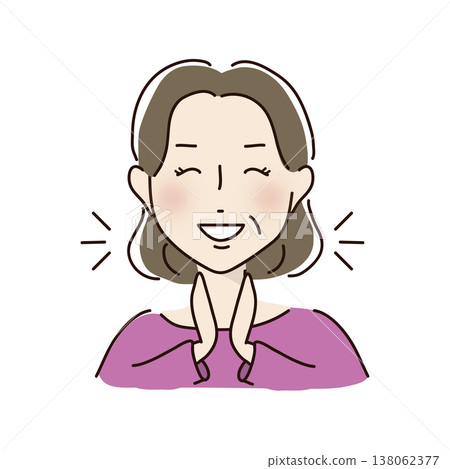 A refined woman applauding in delight. A refined woman applauding in delight. 138062377
