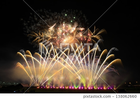 Fireworks blooming in the night sky Fireworks blooming in the night sky 138062660