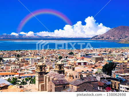 Lake Titicaca and the beautiful cityscape of Puno Lake Titicaca and the beautiful cityscape of Puno 138062698