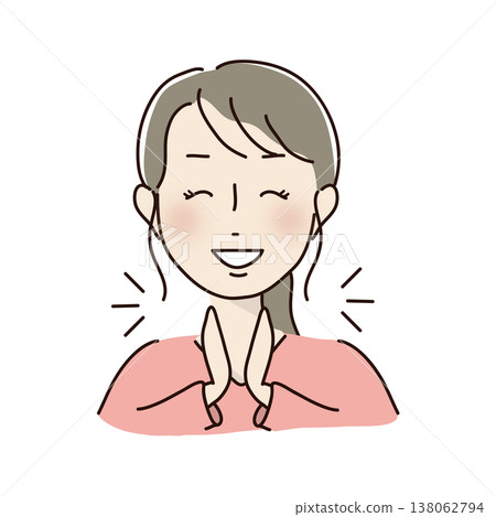 一位綁著馬尾的女子高興地拍手。 一位綁著馬尾的女子高興地拍手。 138062794