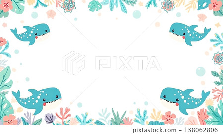 A clean, ocean-colored whale shark against a white background. 138062806