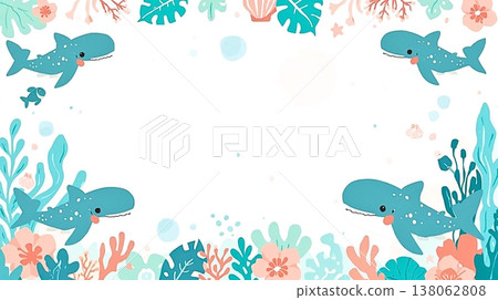 以鯨鯊為背景，搭配有趣的沖繩海洋圖案。 138062808