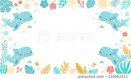 A whale shark background in warm, tropical colors. 138062811