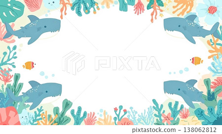A bright marine background featuring a whale shark. 138062812