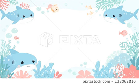 以柔和的藍色為主色調的鯨鯊背景。 138062816