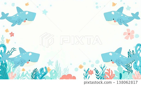 鯨鯊和熱帶海洋主題兒童背景 138062817