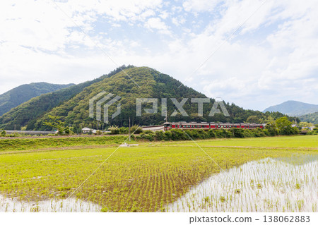 A limited express train on the Bantan Line and rural scenery (Asago City, Hyogo Prefecture) A limited express train on the Bantan Line and rural scenery (Asago City, Hyogo Prefecture) 138062883