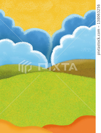 Fairytale style grainy hill landscape illustration Fairytale style grainy hill landscape illustration 138063256