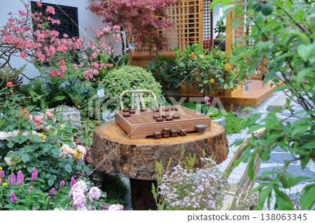 March 21 2026 Traditional Chinese Chess Set In Peaceful Garden 138063345