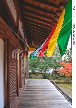 Colorful Buddhist Flags Draped Over a Traditional Temple Porch i Nov 28 2025 Colorful Buddhist Flags Draped Over a Traditional Temple Porch i Nov 28 2025 138063529