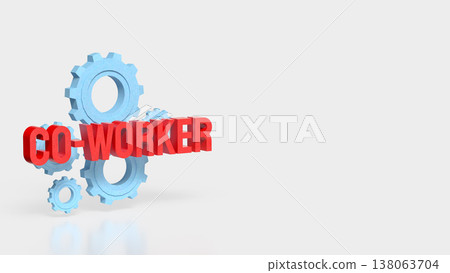 Creative Teamwork Concept With Co Worker Text And Blue Gears 3d render. Creative Teamwork Concept With Co Worker Text And Blue Gears 3d render. 138063704
