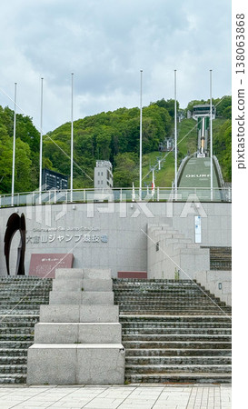 A scene from early summer at Okurayama Ski Jump Stadium in Sapporo, Hokkaido. 138063868