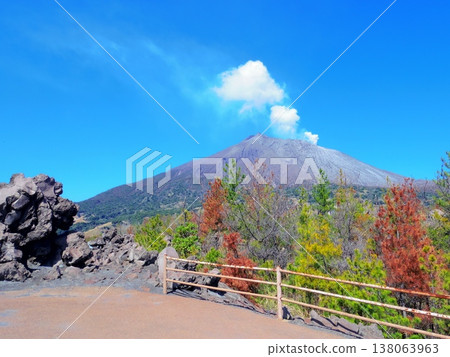 Minamidake peak as seen from the Sakurajima Arimura Lava Observatory (Kagoshima City, Kagoshima Prefecture) Minamidake peak as seen from the Sakurajima Arimura Lava Observatory (Kagoshima City, Kagoshima Prefecture) 138063963