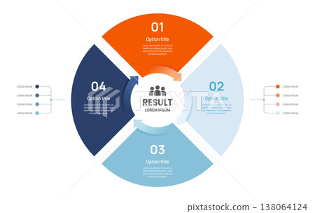 4 Steps venn diagram circle arrow Business Infographic Template for Process Presentation and Strategy Planning Vector Illustration. 138064124