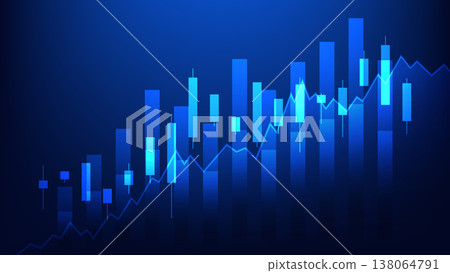 economy and financial market. candlesticks chart and bar graph on blue background 138064791