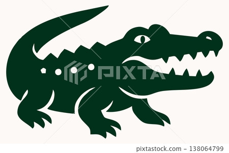 Stylized Green Crocodile Silhouette Vector Illustration 138064799