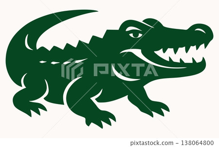 Stylized Green Crocodile Silhouette Vector Illustration 138064800