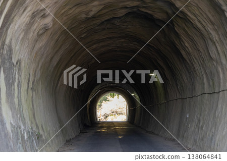 A bright spring landscape beyond the tunnel 138064841