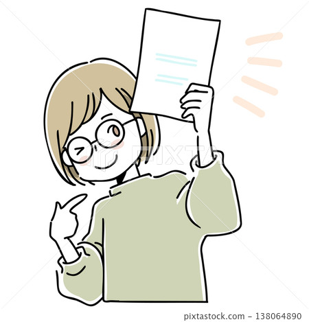 插圖：一名女子手持文件 138064890