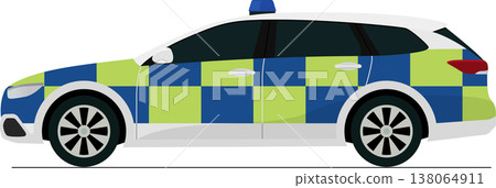 Modern law enforcement vehicle flat side view illustration Modern law enforcement vehicle flat side view illustration 138064911