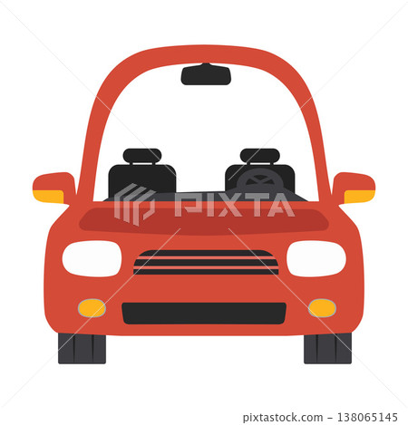 Front View Red Car Modern Vehicle 138065145