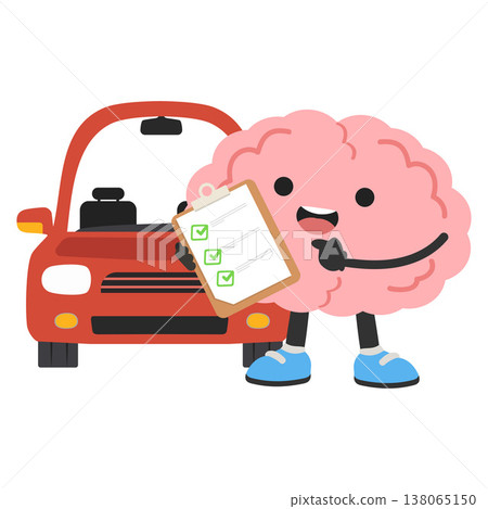 Brain Character With Checklist and Car Planning 138065150