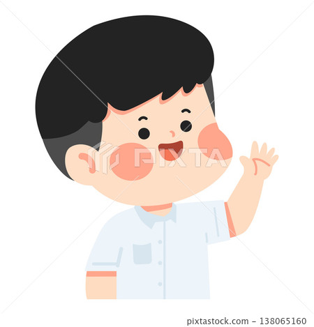 Cute Boy Waving Hello Friendly Greeting Cute Boy Waving Hello Friendly Greeting 138065160