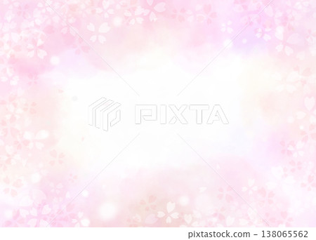 Watercolor background with cherry blossoms and specks of light, fantastical pink frame, white background and copy space. Watercolor background with cherry blossoms and specks of light, fantastical pink frame, white background and copy space. 138065562